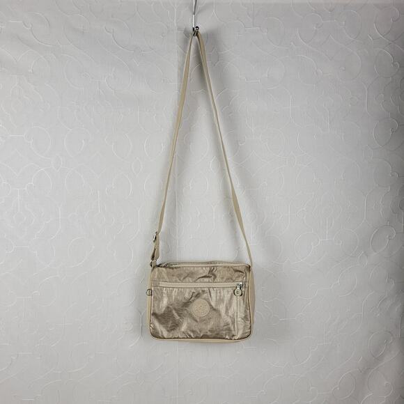 Kipling Callie Womens Crossbody Bag Gold Metallic Lightweight Casual Purse Bag - Picture 14 of 14